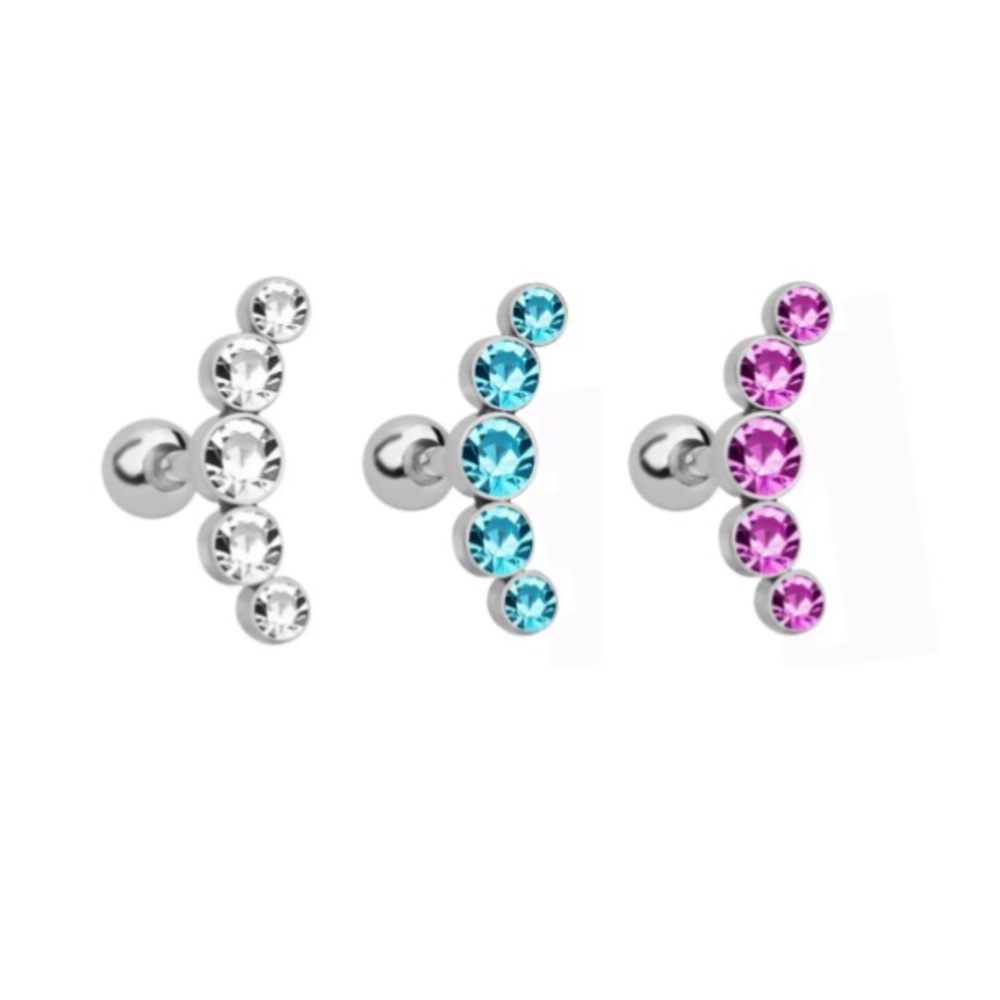 NEW Stainless Steel Crystal Cartilage Studs - Picture 3 of 7